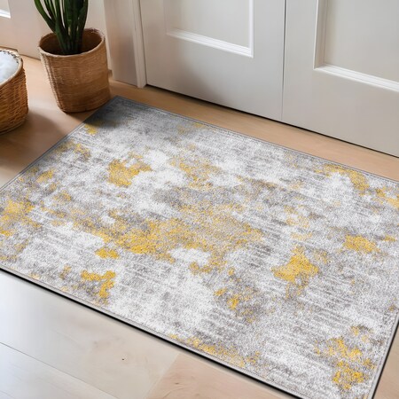World Rug Gallery Contemporary Abstract Elegance Area Rug 2'x3' Yellow 934YELLOW2X3